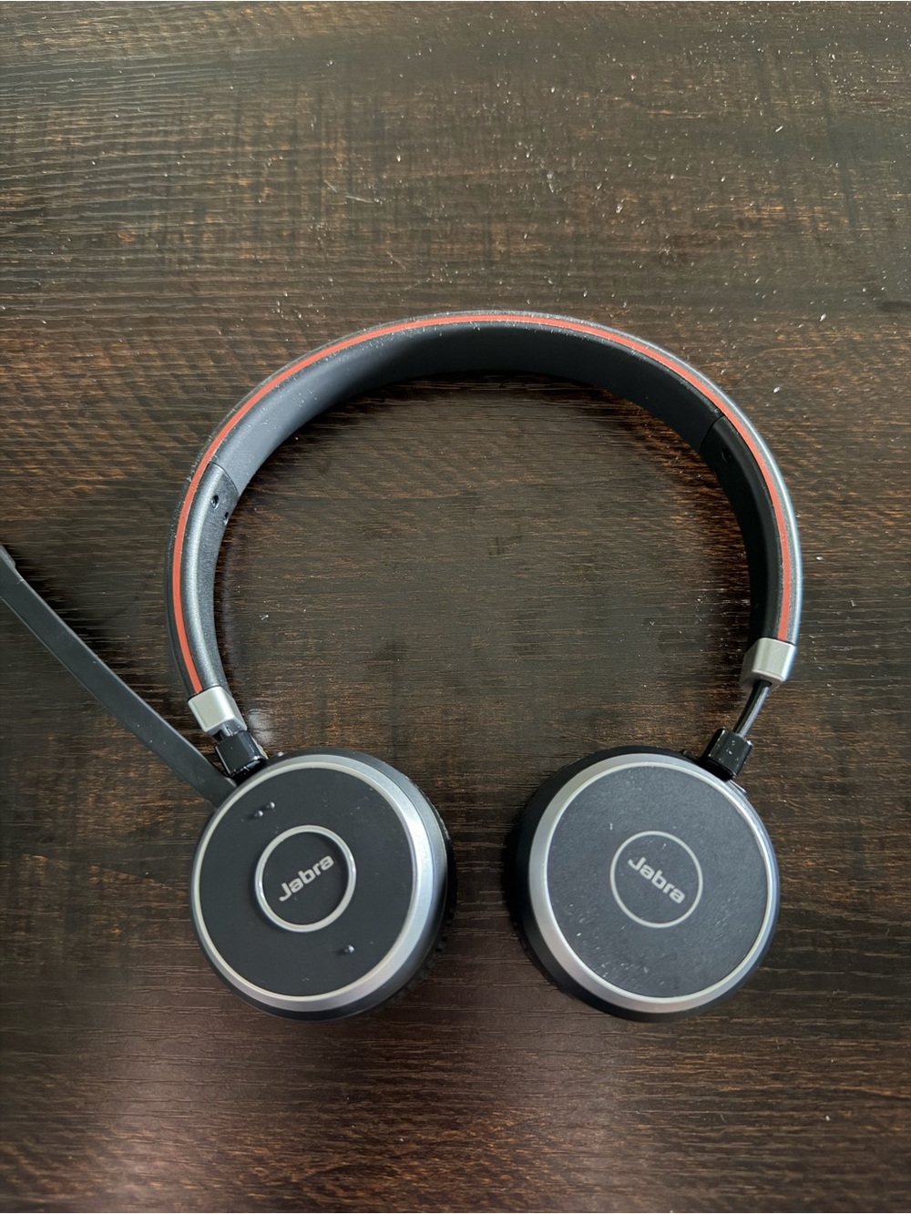 Jabra Black and Silver On-Ear Bluetooth Headset with Red-Trim Headband